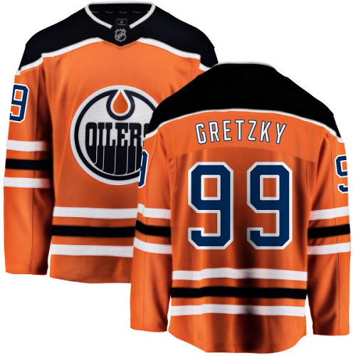 Men's Edmonton Oilers #99 Wayne Gretzky Authentic Orange Home Fanatics Branded Breakaway NHL Jersey