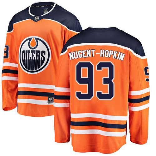 Men's Edmonton Oilers #93 Ryan Nugent-Hopkins Authentic Orange Home Fanatics Branded Breakaway NHL Jersey