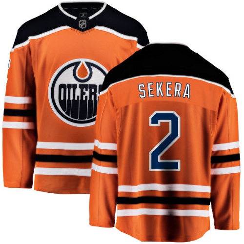 Men's Edmonton Oilers #2 Andrej Sekera Authentic Orange Home Fanatics Branded Breakaway NHL Jersey