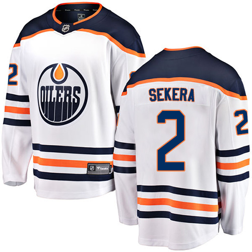 Youth Edmonton Oilers #2 Andrej Sekera Authentic White Away Fanatics Branded Breakaway NHL Jersey