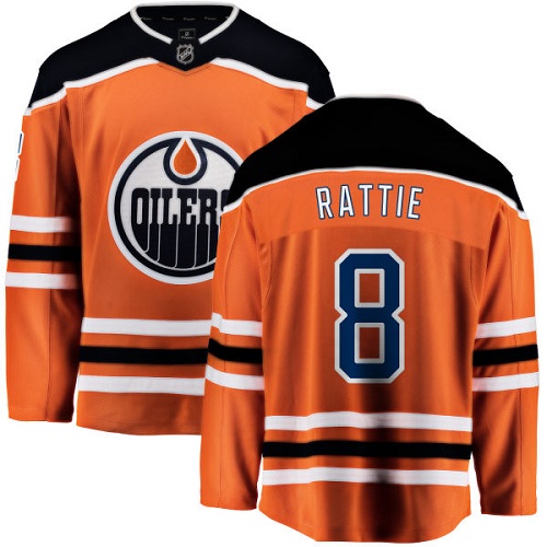 Men's Edmonton Oilers #8 Ty Rattie Authentic Orange Home Fanatics Branded Breakaway NHL Jersey
