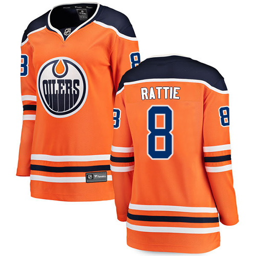 Women's Edmonton Oilers #8 Ty Rattie Authentic Orange Home Fanatics Branded Breakaway NHL Jersey