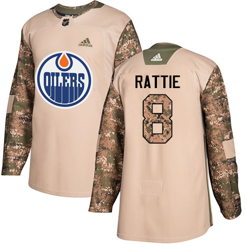 Men's Adidas Edmonton Oilers #8 Ty Rattie Authentic Camo Veterans Day Practice NHL Jersey