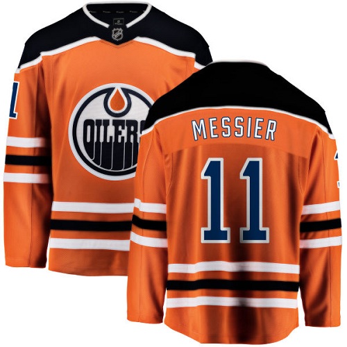 Men's Edmonton Oilers #11 Mark Messier Authentic Orange Home Fanatics Branded Breakaway NHL Jersey