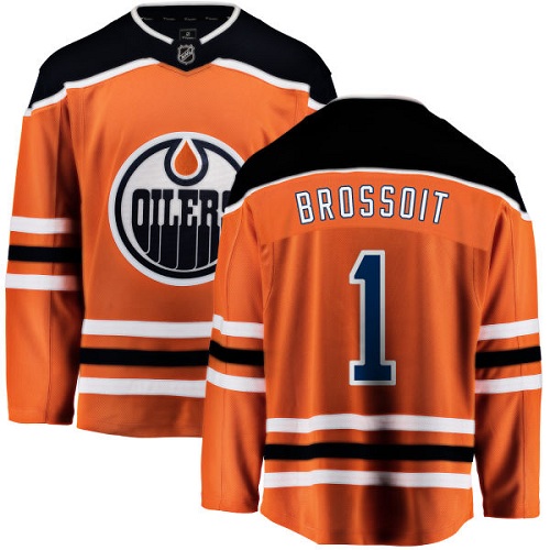Men's Edmonton Oilers #1 Laurent Brossoit Authentic Orange Home Fanatics Branded Breakaway NHL Jersey