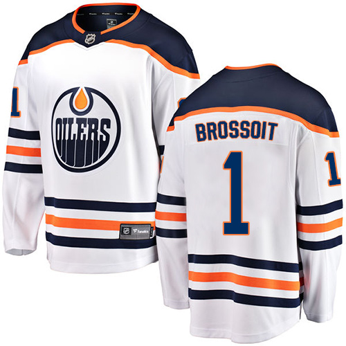 Men's Edmonton Oilers #1 Laurent Brossoit Authentic White Away Fanatics Branded Breakaway NHL Jersey