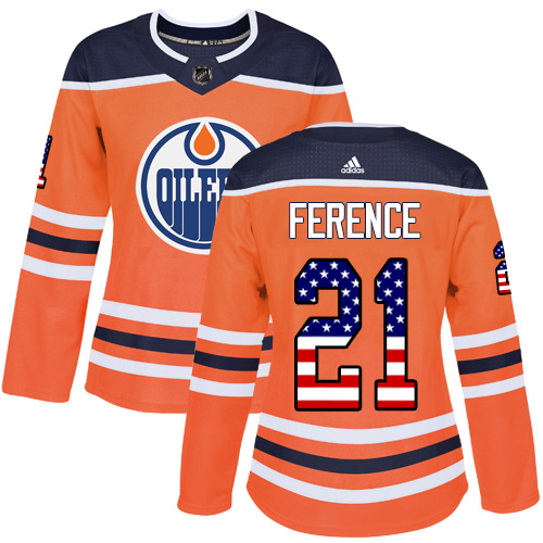 Women's Adidas Edmonton Oilers #21 Andrew Ference Authentic Orange USA Flag Fashion NHL Jersey