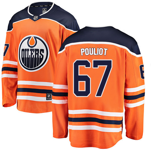 Men's Edmonton Oilers #67 Benoit Pouliot Authentic Orange Home Fanatics Branded Breakaway NHL Jersey