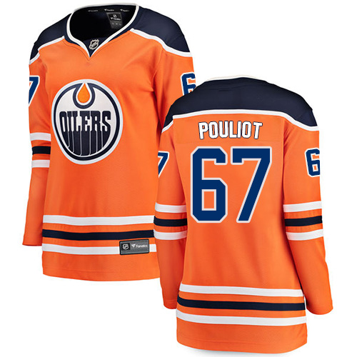 Women's Edmonton Oilers #67 Benoit Pouliot Authentic Orange Home Fanatics Branded Breakaway NHL Jersey