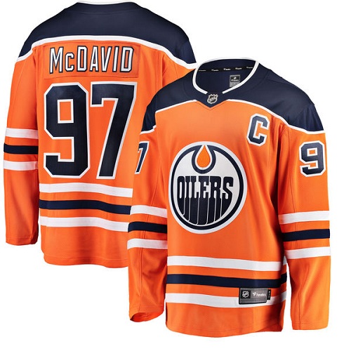 Men's Edmonton Oilers #97 Connor McDavid Authentic Orange Home Fanatics Branded Breakaway NHL Jersey