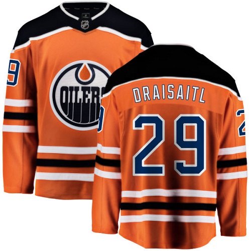 Men's Edmonton Oilers #29 Leon Draisaitl Authentic Orange Home Fanatics Branded Breakaway NHL Jersey