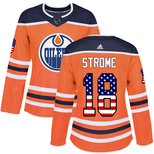 Women's Adidas Edmonton Oilers #18 Ryan Strome Authentic Orange USA Flag Fashion NHL Jersey