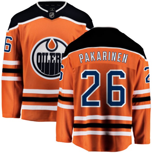 Men's Edmonton Oilers #26 Iiro Pakarinen Authentic Orange Home Fanatics Branded Breakaway NHL Jersey