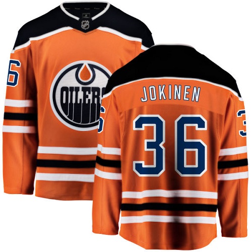 Men's Edmonton Oilers #36 Jussi Jokinen Authentic Orange Home Fanatics Branded Breakaway NHL Jersey