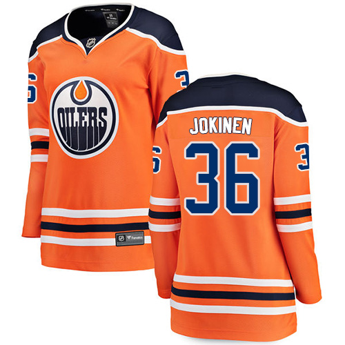Women's Edmonton Oilers #36 Jussi Jokinen Authentic Orange Home Fanatics Branded Breakaway NHL Jersey