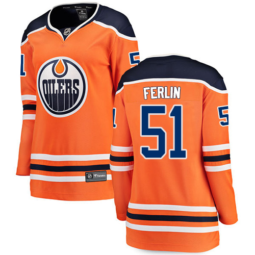 Women's Edmonton Oilers #51 Brian Ferlin Authentic Orange Home Fanatics Branded Breakaway NHL Jersey
