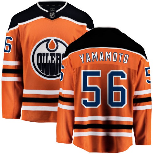 Men's Edmonton Oilers #56 Kailer Yamamoto Authentic Orange Home Fanatics Branded Breakaway NHL Jersey