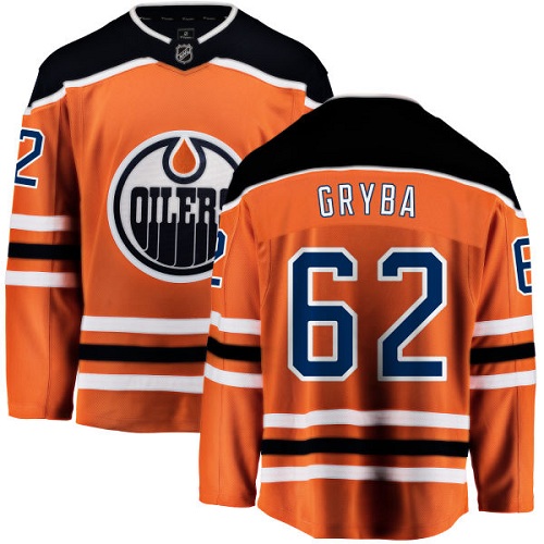 Men's Edmonton Oilers #62 Eric Gryba Authentic Orange Home Fanatics Branded Breakaway NHL Jersey