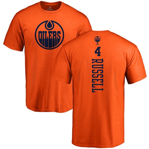 NHL Adidas Edmonton Oilers #4 Kris Russell Orange One Color Backer T-Shirt