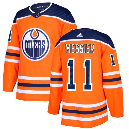 Men's Adidas Edmonton Oilers #11 Mark Messier Authentic Orange Home NHL Jersey