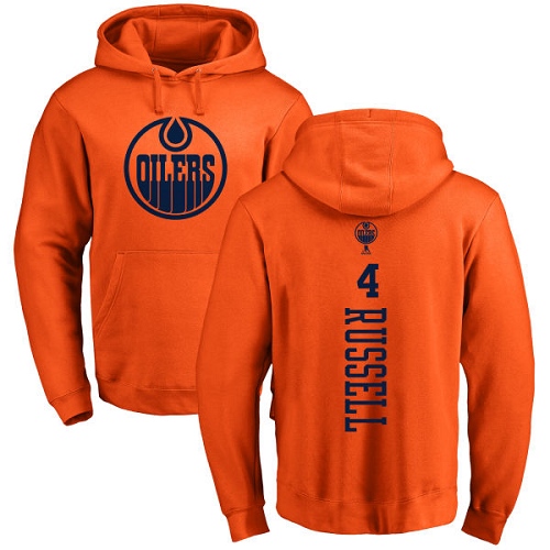 NHL Adidas Edmonton Oilers #4 Kris Russell Orange One Color Backer Pullover Hoodie