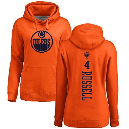NHL Women's Adidas Edmonton Oilers #4 Kris Russell Orange One Color Backer Pullover Hoodie