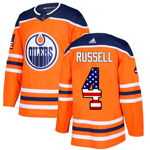 Men's Adidas Edmonton Oilers #8 Jacob Trouba Authentic Orange USA Flag Fashion NHL Jersey