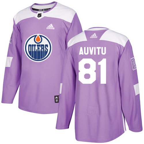 Youth Adidas Edmonton Oilers #81 Yohann Auvitu Authentic Purple Fights Cancer Practice NHL Jersey