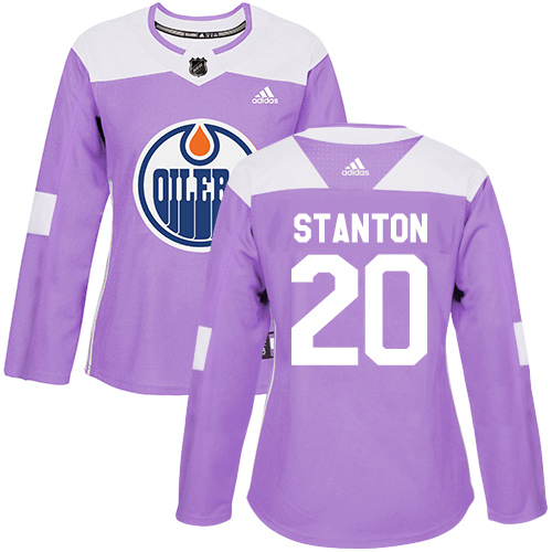 Women's Adidas Edmonton Oilers #20 Ryan Stanton Authentic Purple Fights Cancer Practice NHL Jersey