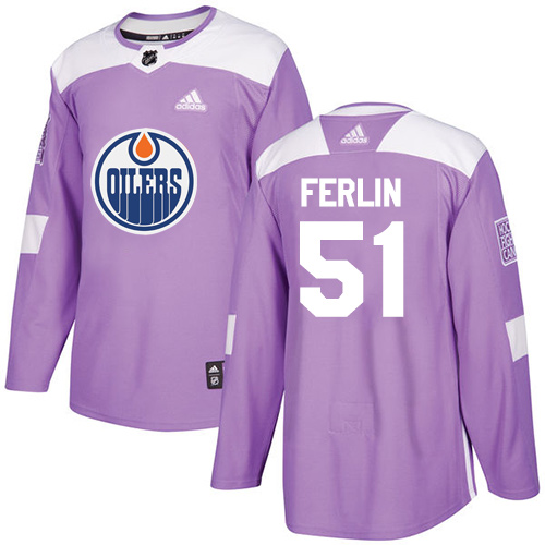 Men's Adidas Edmonton Oilers #51 Brian Ferlin Authentic Purple Fights Cancer Practice NHL Jersey