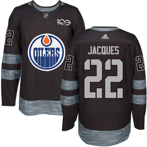 Men's Adidas Edmonton Oilers #22 Jean-Francois Jacques Authentic Black 1917-2017 100th Anniversary NHL Jersey