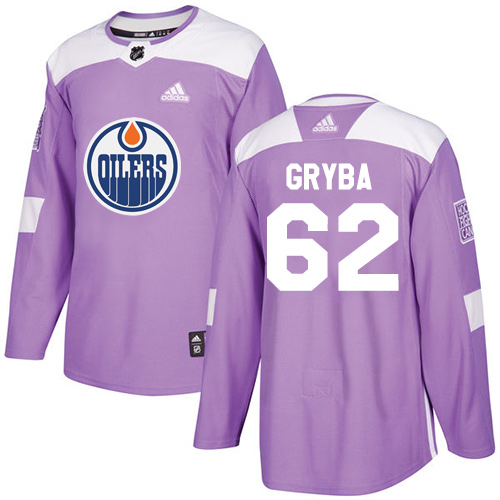 Men's Adidas Edmonton Oilers #62 Eric Gryba Authentic Purple Fights Cancer Practice NHL Jersey