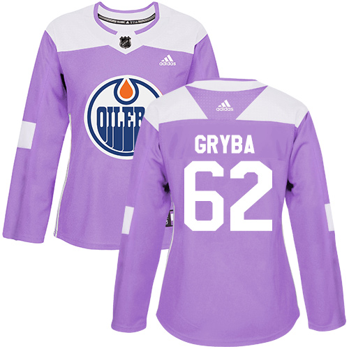 Women's Adidas Edmonton Oilers #62 Eric Gryba Authentic Purple Fights Cancer Practice NHL Jersey