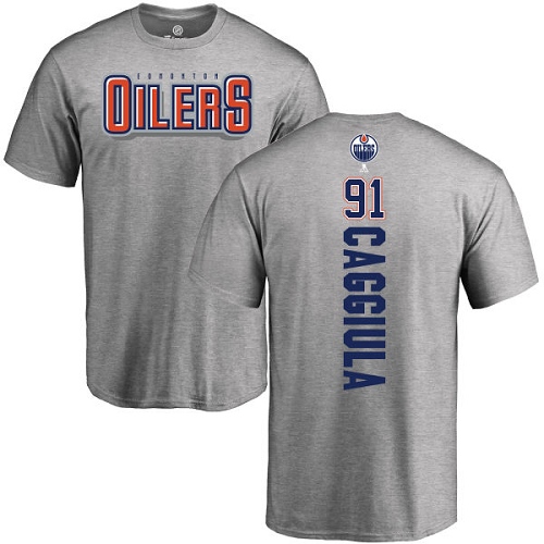 NHL Adidas Edmonton Oilers #91 Drake Caggiula Ash Backer T-Shirt