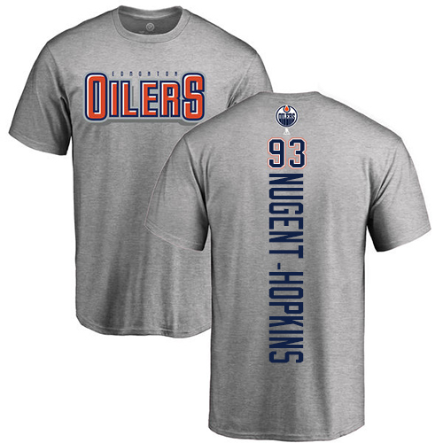 NHL Adidas Edmonton Oilers #93 Ryan Nugent-Hopkins Ash Backer T-Shirt