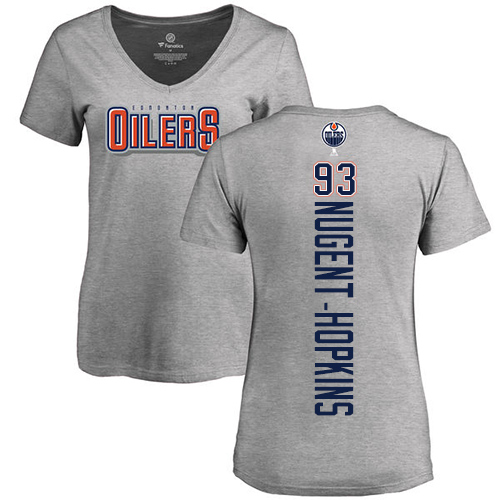 NHL Women's Adidas Edmonton Oilers #93 Ryan Nugent-Hopkins Ash Backer T-Shirt