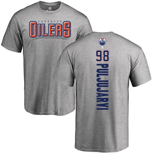 NHL Adidas Edmonton Oilers #98 Jesse Puljujarvi Ash Backer T-Shirt