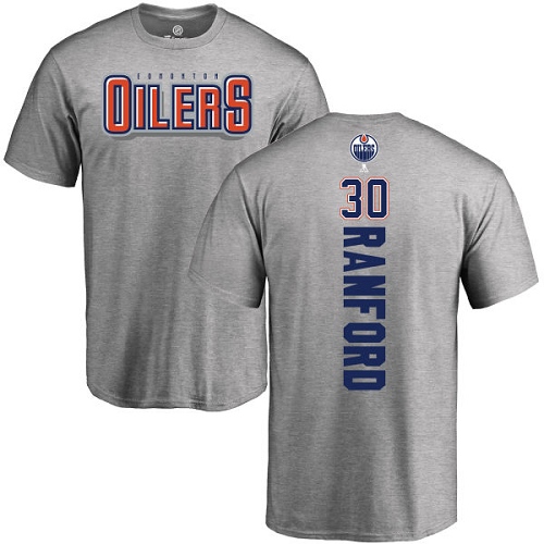 NHL Adidas Edmonton Oilers #30 Bill Ranford Ash Backer T-Shirt
