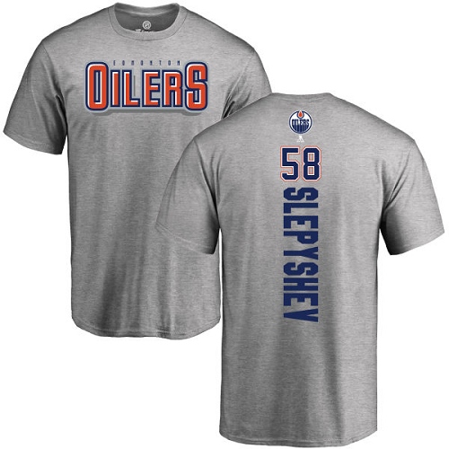 NHL Adidas Edmonton Oilers #58 Anton Slepyshev Ash Backer T-Shirt