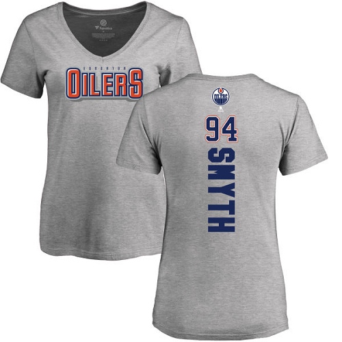 NHL Women's Adidas Edmonton Oilers #94 Ryan Smyth Ash Backer T-Shirt