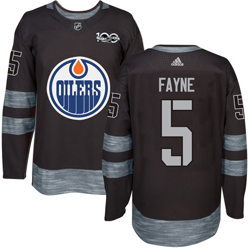 Men's Adidas Edmonton Oilers #5 Mark Fayne Premier Black 1917-2017 100th Anniversary NHL Jersey