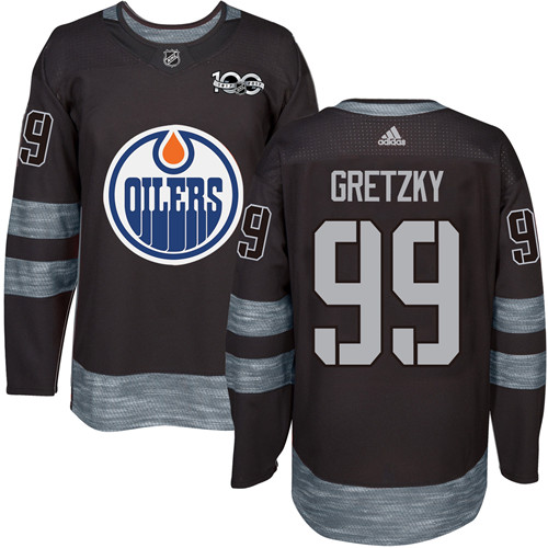 Men's Adidas Edmonton Oilers #99 Wayne Gretzky Premier Black 1917-2017 100th Anniversary NHL Jersey