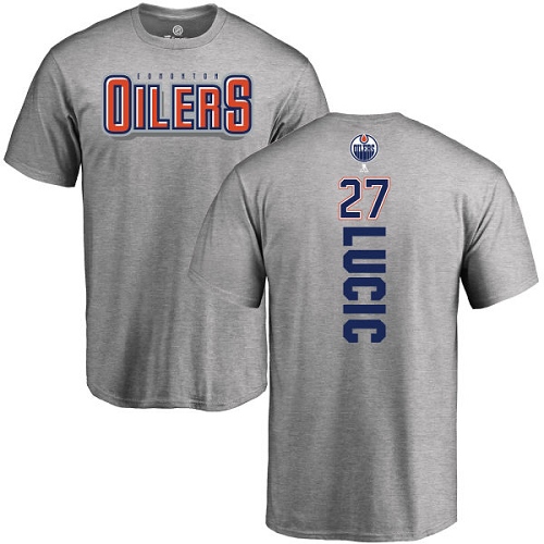 NHL Adidas Edmonton Oilers #27 Milan Lucic Ash Backer T-Shirt