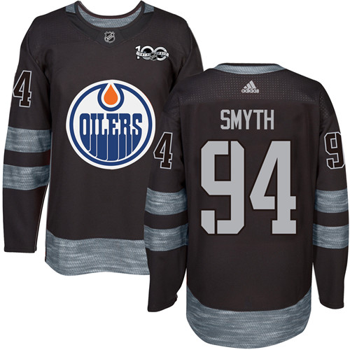 Men's Adidas Edmonton Oilers #94 Ryan Smyth Premier Black 1917-2017 100th Anniversary NHL Jersey