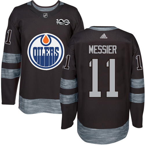 Men's Adidas Edmonton Oilers #11 Mark Messier Authentic Black 1917-2017 100th Anniversary NHL Jersey