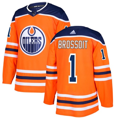Men's Adidas Edmonton Oilers #1 Laurent Brossoit Premier Orange Home NHL Jersey