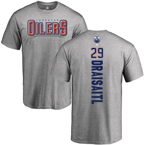 NHL Adidas Edmonton Oilers #29 Leon Draisaitl Ash Backer T-Shirt