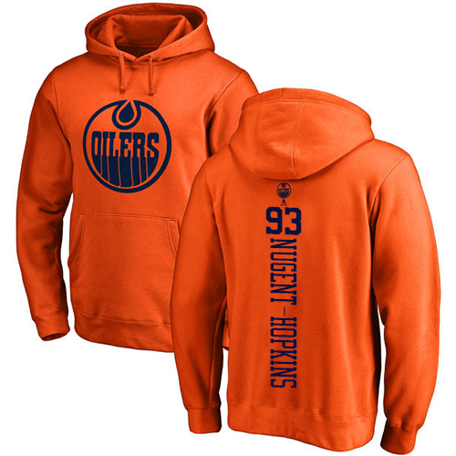 NHL Adidas Edmonton Oilers #93 Ryan Nugent-Hopkins Orange One Color Backer Pullover Hoodie