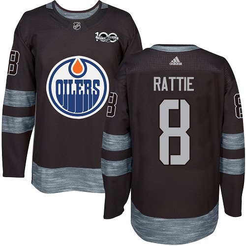 Men's Adidas Edmonton Oilers #8 Ty Rattie Premier Black 1917-2017 100th Anniversary NHL Jersey
