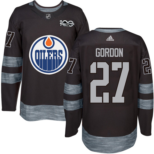 Men's Adidas Edmonton Oilers #27 Boyd Gordon Premier Black 1917-2017 100th Anniversary NHL Jersey